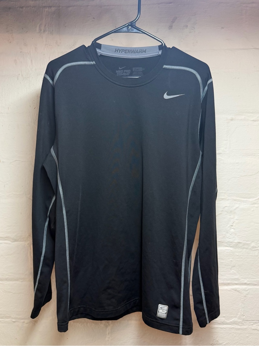 Nike Black Long-Sleeve Hyperwarm Compression Shirt with Gray Accents